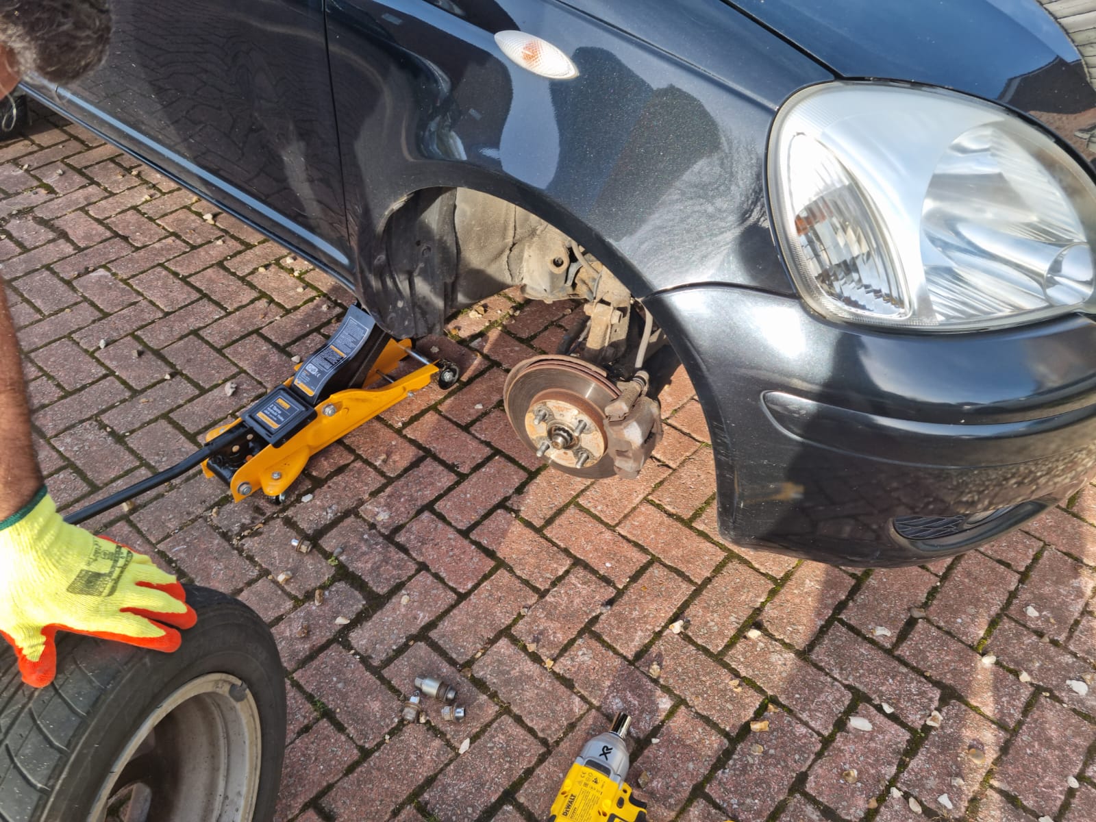 Wheel removed for tyre maintenance